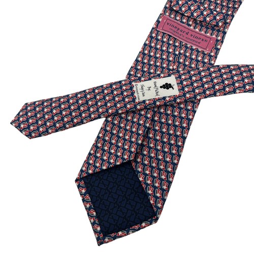 Vineyard Vines 100% Silk Red White Blue Men's Neck Tie Length 60" Width 3 1/2" - Picture 4 of 5