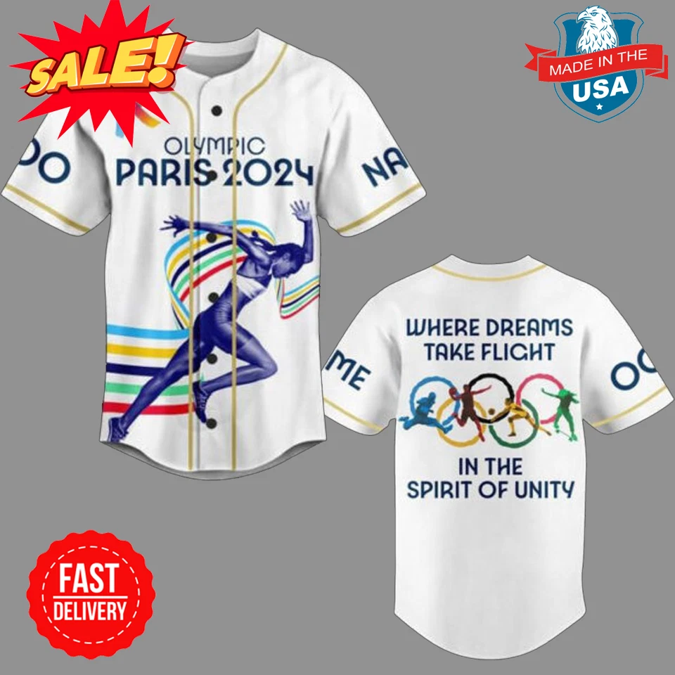 Olympic Paris 2024 Where Dreams Take Flight Personalized Baseball Jersey