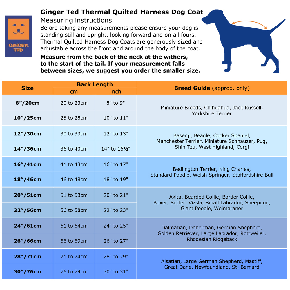 Ginger Ted Harness Warm Dog Coat fleece lining, jacket, reflective