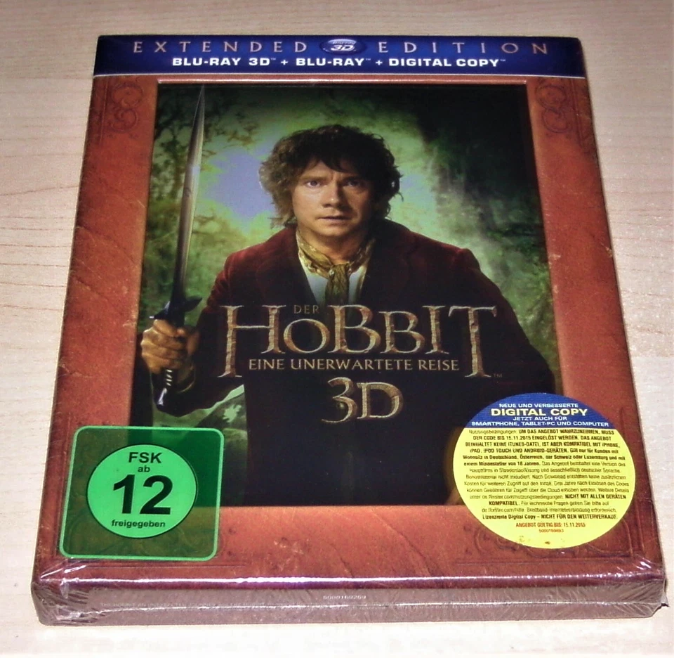 DER HOBBIT EINE UNERWARTETE REISE EXTENDED EDITION 3D BLU RAY + BLU RAY NEU OVP - Bild 3 von 4
