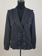 Leith Women M Recycled Wool Double Breast Bomber Jacket Coat Lined