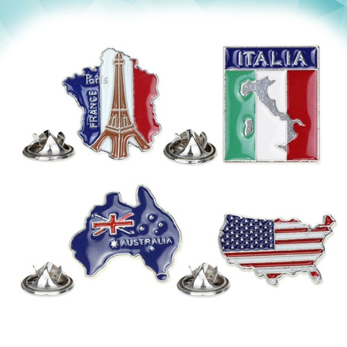 4pcs French Flag Lapel Pin USA Flag Brooch American Flag Brooch e - 第 10/12 張圖片