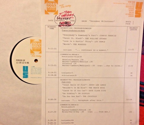 12/1/86 SOLID GOLD SCRAPBOOK DECEMBERS:BREAD, ANIMALS, MONKEES, BO DIDDLEY,DOORS - Picture 1 of 2