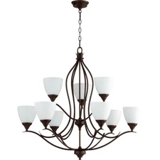 Quorum Flora 9 Light 29' Chandelier, Oiled Bronze - 614-9-86
