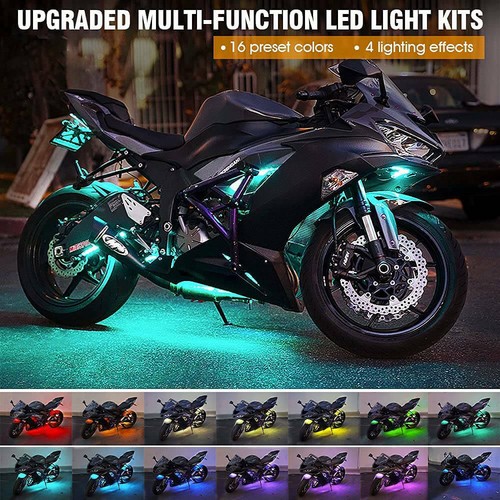 16PCS RGB bluetooth Motorcycle LED Light Accent Glow Neon Strip APP Control Kit - Picture 5 of 12