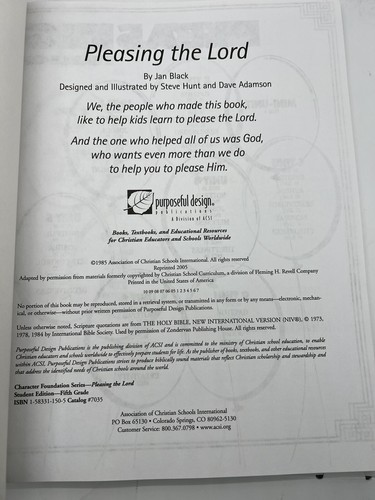 Pleasing the Lord Student Workbook Fifth Grade~Character Foundation Curr ACSI - Picture 5 of 9
