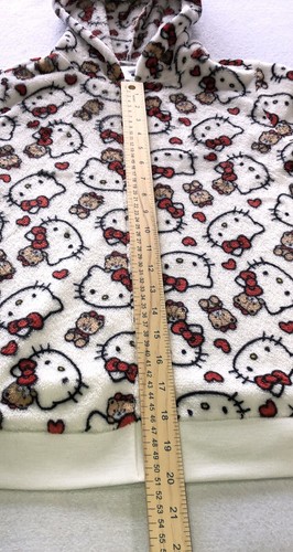 Hello Kitty Hoodie Full Zip Soft Sherpa White Red Girls Youth Size M (10-12) - Picture 4 of 6