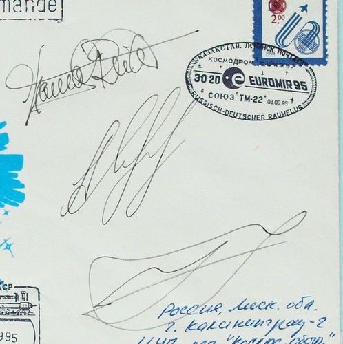 RUSSIA Kazakhstan 1995 SPACE, Cosmonauts Crew Signed SOYUZ TM-22 to MIR Cover !! - Picture 3 of 4