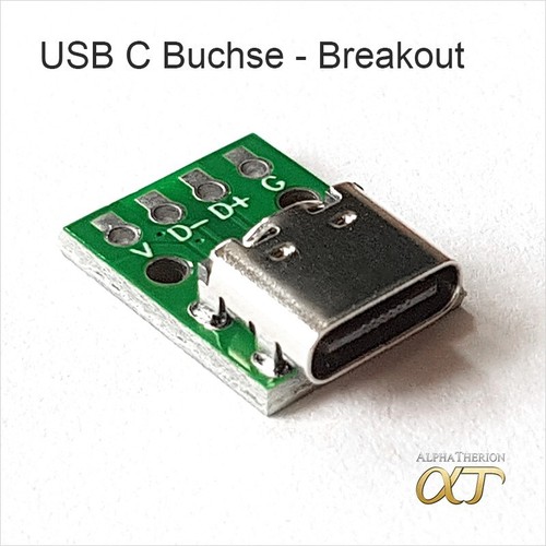 USB-C Buchse , Typ-C , Breakout Modul , PCB + Stiftleiste , Platine, 1 3 5 10 St - Bild 5 von 9