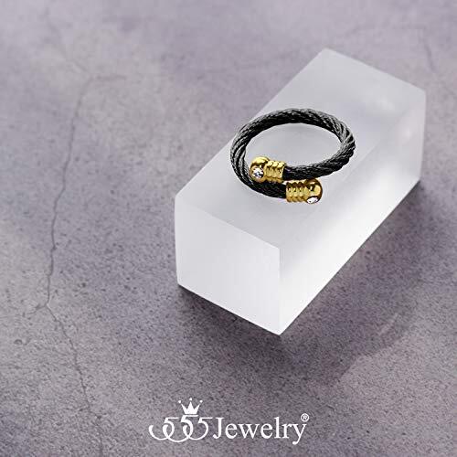 555 Schmuck Edelstahl verdrehtes Kabel CZ verstellbarer offener Ring für Frauen Mädchen - Bild 11 von 40