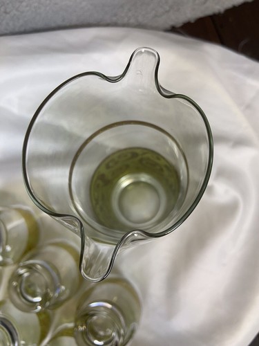 MCM OF CULVER Ltd PRADA GREEN GOLD MARTINI COCKTAIL Pitcher/glasses 8-Piece - Picture 11 of 12