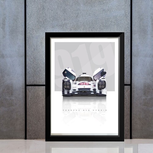 Porsche 919 sport hybride, affiche de voiture art mural, décoration graphique pièce, maison - Photo 1 sur 5