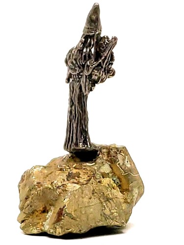 Wizard con supporto in pirite - miniatura peltro ""Micro - Foto 5 di 7