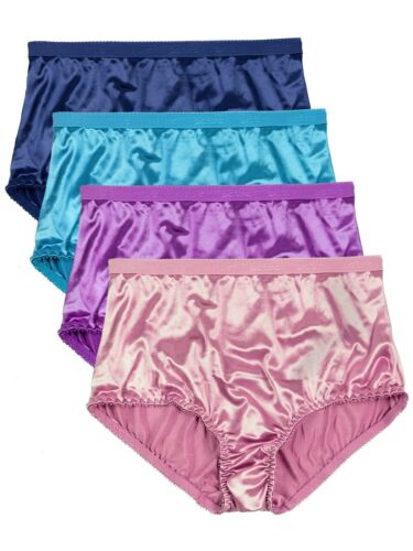 Satin Panties S to Plus Size Womens Underwear Full Coverage Brief Multi-Pack - Picture 2 of 47