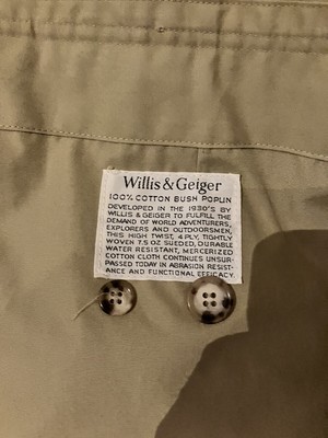 Willis And Geiger Bush Poplin. Cotton & Belt. Safari Jacket Size 36. See Meas.