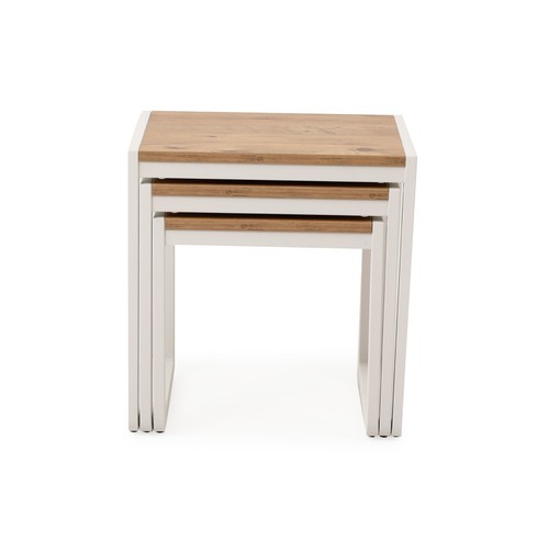 ABAHome PERA Nesting Set of 3 Side Tables, Stacking End Tables, Brown, Off White - Picture 8 of 10