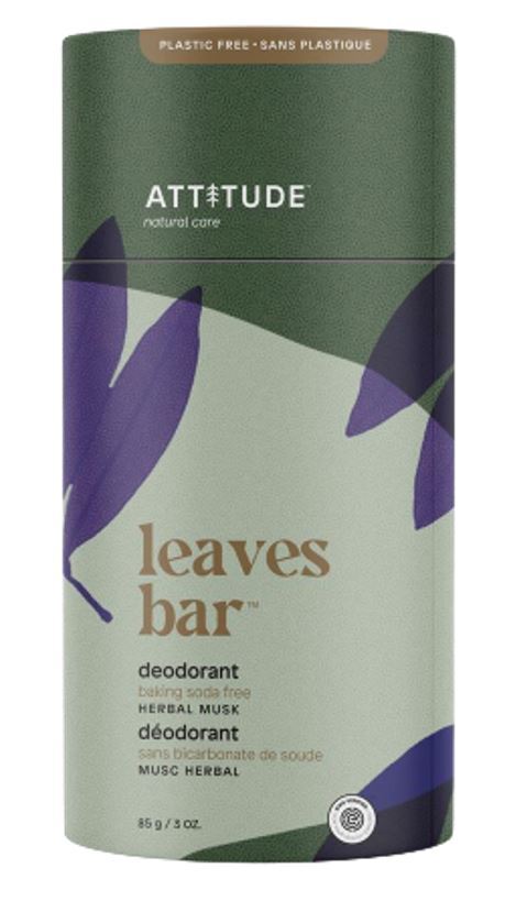 Attitude Deodorant Leaves Bar For Long Lasting Protection - Herbal Musk 85g