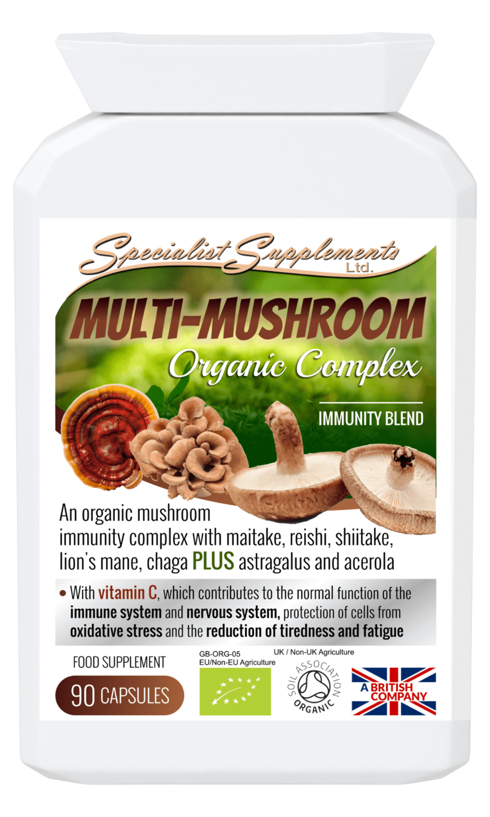 Multi-Mushroom Organic Complex x 90 Caps; Immunity Blend; Specialist Supplements