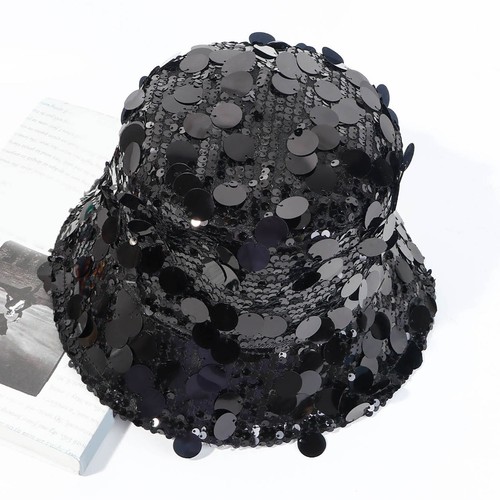 Damen Kopfbedeckung Festival Pailletten Hut Konzert breite Krempe Kappe Nachtclub Zylinder Hut - Bild 3 von 13