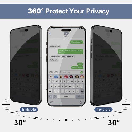Privacy Antispy Tempered Glass Screen Protector For iPhone 16 /16 Plus/16 Pro US - Picture 11 of 44