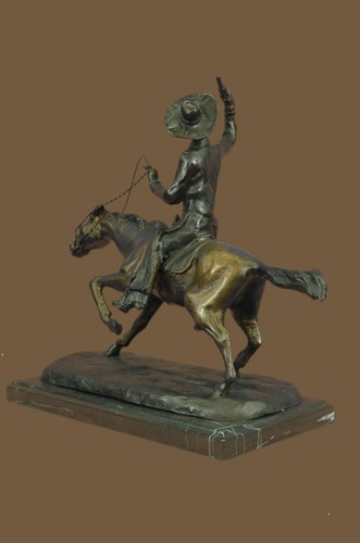 Frederic Remington Western Cowboy Horse Rodeo BRONZE Sculpture SIGND Figurine NR - Picture 5 of 7