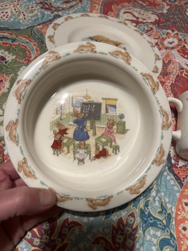 Piatto tazza ciotola Royal Doulton Bunnykins bambini - Set di 4 piatti Cina ossa - Foto 2 di 10