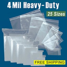 Zip Seal Clear Plastic Bags 4-Mil HEAVY-DUTY Reclosable Zipper Lock Baggies
