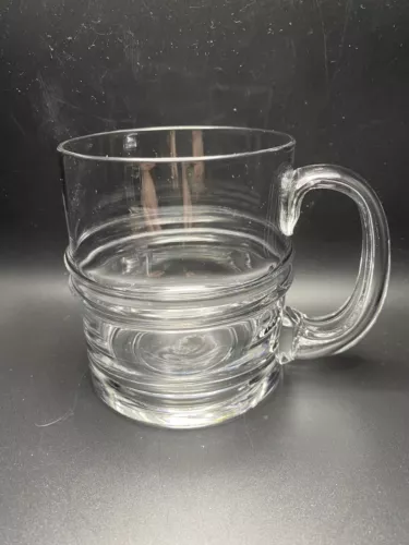 Vintage Iittala Finland Pisaranrengas Ripple glass beer mug design by Sarpaneva