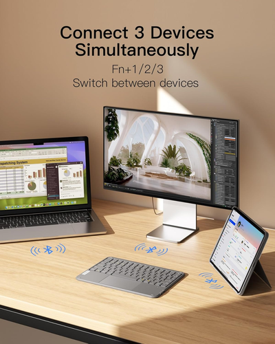 Bluetooth Keyboard with Touchpad, Ultra Slim and Portable Wireless QWERTY Keyboa - Picture 2 of 7