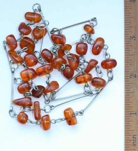 Collana vintage decorata con perle ambra del Baltico 19,1 grammi 波羅的海琥珀 - Foto 3 di 4