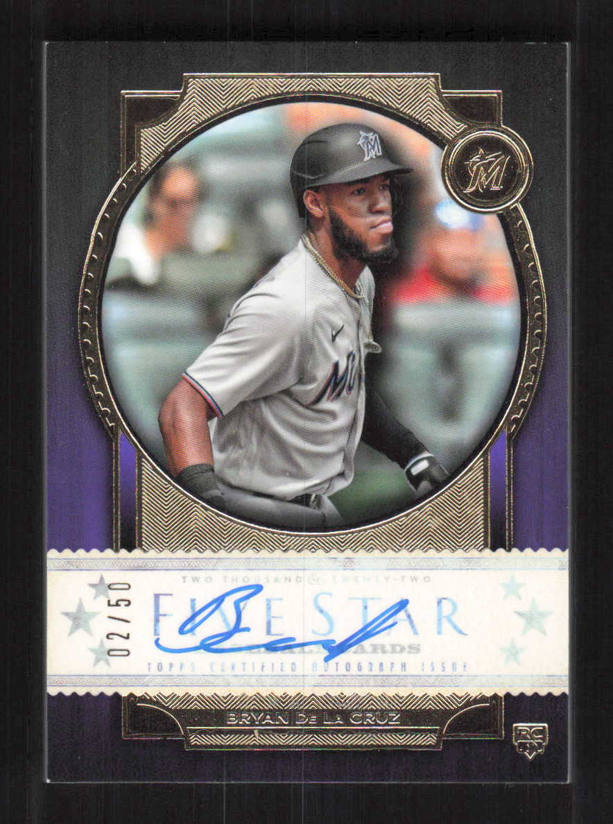 Bryan De La Cruz 2022 Topps Five Star Purple Miami Marlins #/50 Auto #FSA-DLC