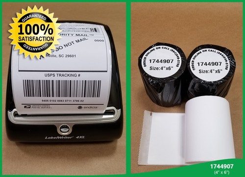 4 Rolls 220 LabelWriter Thermal Shipping Labels 4x6 Compatible 1744907 Dymo 4XL - Picture 1 of 6