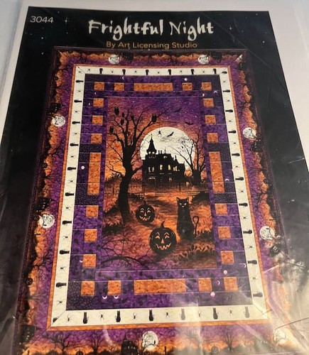 FRIGHTFUL NIGHT Wilmington Print Small Quilt Pattern #3044 Halloween JOL Cat - Picture 3 of 3