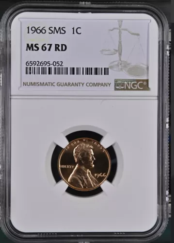 1966 SMS 1C Lincoln Cent NGC MS67 RD