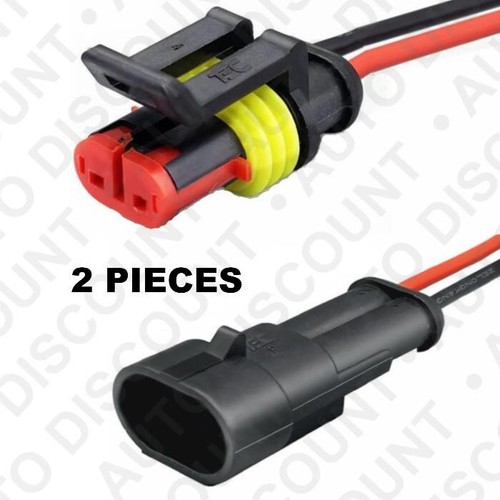 Connecteur 2 Fiches Broche Prise ETANCHE Auto / Moto / Quad / Bateau 12v - Picture 2 of 8