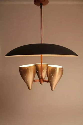 1950's Mid century Italian Disk Shade Sputnik Chandelier Stilnovo Ceiling Light - Picture 3 of 6