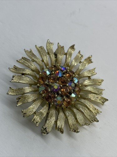 Spilla vintage Lisner foglia lunga tono oro - stile classico fiore Gb1 - Foto 4 di 7
