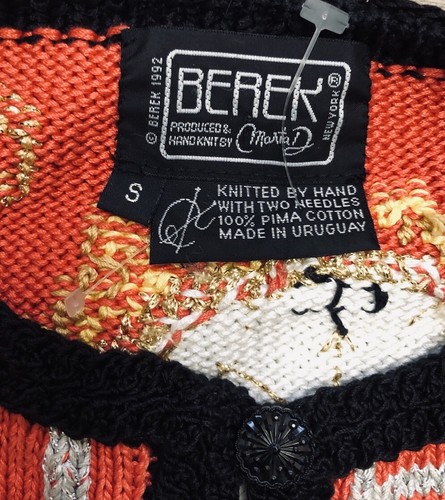 Berek Vintage 1992 Hand Knit Fringed Cardigan Sweater S Watches Horology Jewelry - Picture 12 of 14