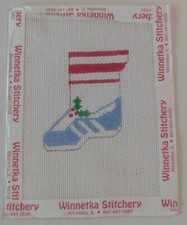 Winnetka Stitchery Mini Stocking Ornament Tennis Shoe Hand Painted Canvas NEW