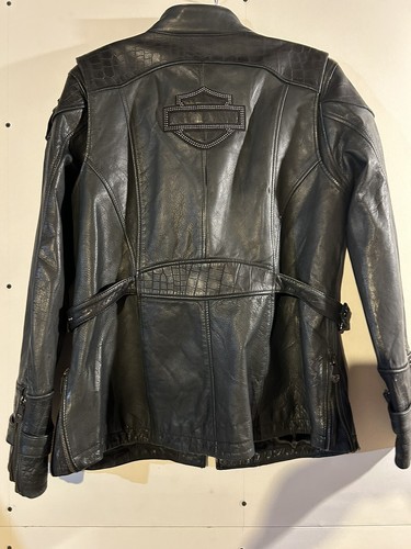 Harley Davidson Black Rhinestone Leather Jacket Women XL EXCELLENT SHAPE - Picture 4 of 6