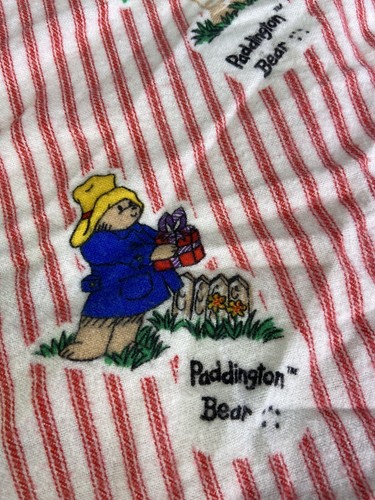 Paddington Bear Flannel Receiving Baby Blanket Striped Red White Security Lovey - Picture 4 of 11