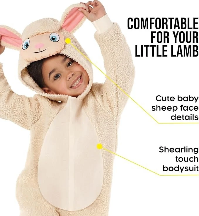 Baby Toddler Lamb Costume Boys Girls Sheep Suit Christmas Nativity Easter 1-9 yr - Image 4 of 4