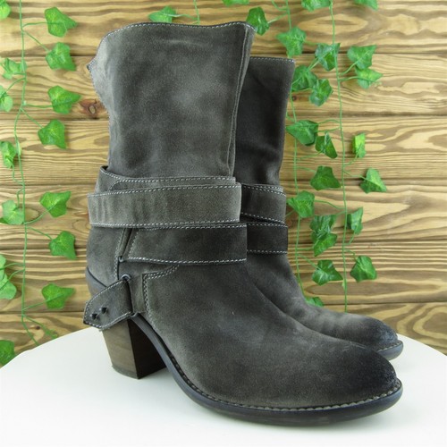 Janet & Janet Women Mid-Calf Boots Boots Brown Leather Pull On Size 39 Medium - Picture 4 of 11