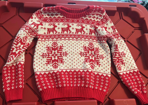 Old Navy Reindeer Red and White Pattern Christmas Sweater | Size 5T - Picture 1 of 4