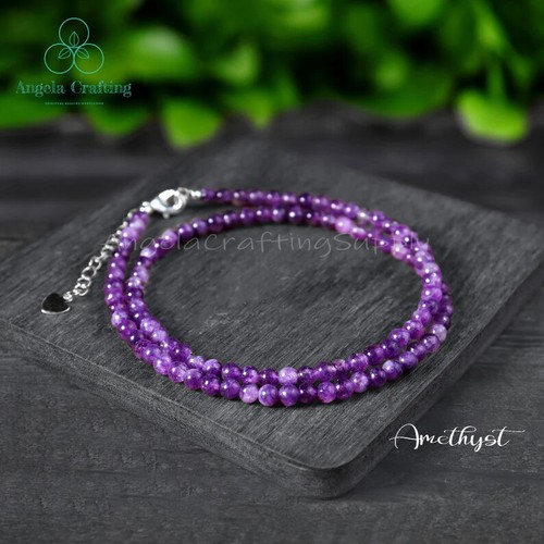 Amethyst Choker Halskette, lila Stein Amethyst Halskette Amethyst Kristall Choker