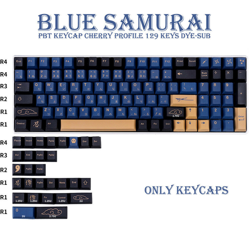 Ninja Blue Samurai Keycap Cherry Profile for 61/64/84/87/96/98/104/108 Keyboard - Picture 5 of 8