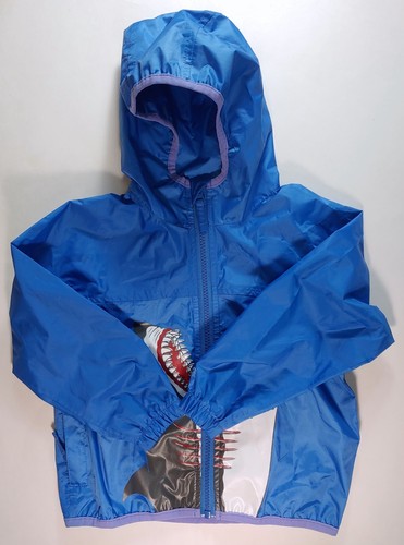 Built for the Joules: Shark - Children 2T Blue Zipper Rain Jacket w/ Hood - Picture 9 of 9