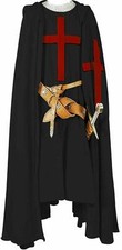 Medieval Hooded Cloak Crusader Costume Renaissance Tunic Big Cross Reenactment