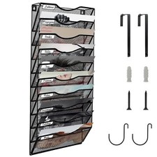 Wall File Organizer 10 Tire Hanging File Folder Organizer Vertical Mesh Metal...