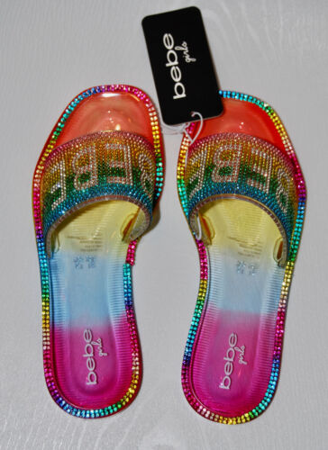 NWB bebe girls Girls Rainbow Multicolor Jelly Pool Slide Sandals sz 13 1 2 3 4 - Picture 2 of 15